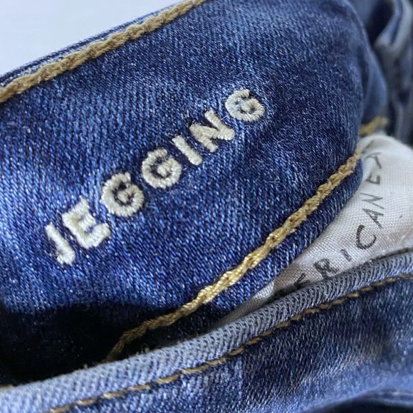 American Eagle Womens Size 0 Ripped Distressed Jeggings Jeans Stretchy Dark Wash - Picture 10 of 11